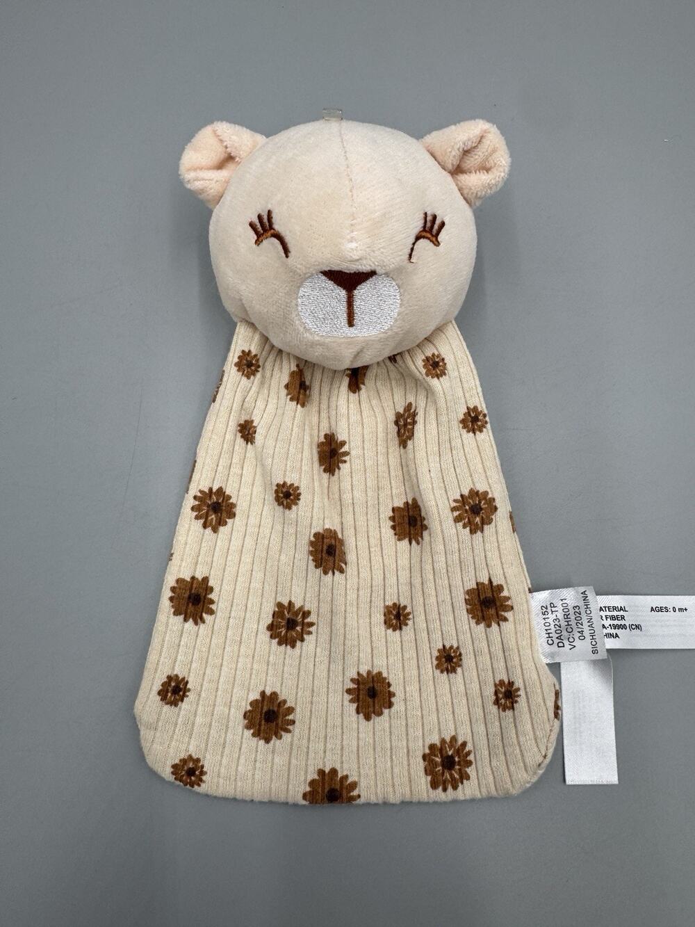 DreamGro Baby Lovey Brown Flowers Teddy Bear Security Blanket